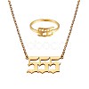 Angel Number Pendant Necklace & Open Cuff Ring JX199A-1
