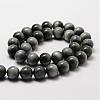 Natural Hawk's Eye Round Beads Strands G-O143-01-12mm-2