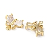 Brass Pave Clear Cubic Zirconia Connector Charms KK-F872-24G-2