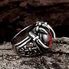 Punk 316L Stainless Steel Oval Red Corundum Rings For Men RJEW-BB01154-10-3