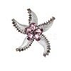 Alloy Rhinestone Starfish Brooch PW-WG19358-01-1