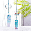 BENECREAT 2Pcs 2 Styles Round with Boat & Bird Pattern Glass Wind Chime HJEW-BC0001-10-5