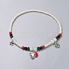 Glass Pearl Beads Pendant Necklaces and Charm Bracelets Jewelry Sets X-SJEW-JS00959-2