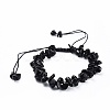 Adjustable Natural Obsidian Chip Beads Braided Bead Bracelets BJEW-JB04392-03-1