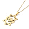 201 Stainless Steel David Star Pendant Necklace with Cable Chains NJEW-Q317-07G-2