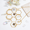 Brass Honeycomb & Yellow Quartz Chip Pendant Decorations HJEW-WH0069-33-5