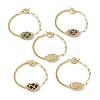 Double Terminal Pointed Mixed Gemstone Link Macrame Pouch Bracelets BJEW-JB10277-1