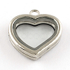 Heart Alloy Rhinestone Magnetic Floating Locket Pendants PALLOY-S039-02-2