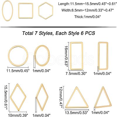 Unicraftale 42Pcs 7 Style 304 Stainless Steel Linking Rings STAS-UN0032-31-1