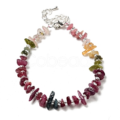 Natural Tourmaline Chips Beaded Bracelet G-D470-13S-1