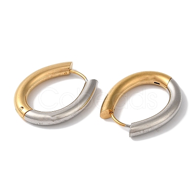 Oval Ion Plating(IP) 304 Stainless Steel Two Tone Hoop Earrings for Women EJEW-L287-057GP-1