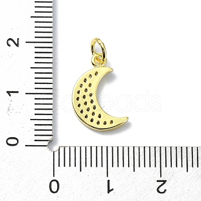 Moon Theme Brass Micro Pave Clear Cubic Zirconia Charms KK-H475-57G-06-1