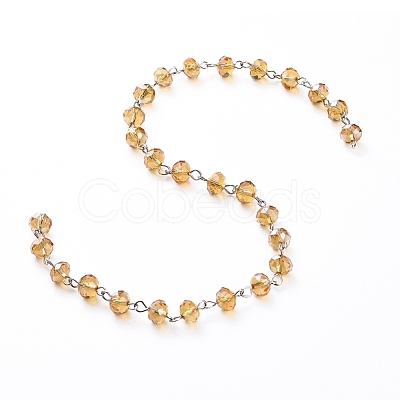 Handmade Electroplate Glass Beaded Chains AJEW-JB00529-02-1