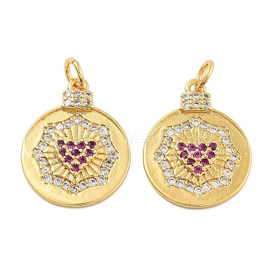 Rack Plating Brass Micro Pave Cubic Zirconia Pendants KK-Z071-65G-1