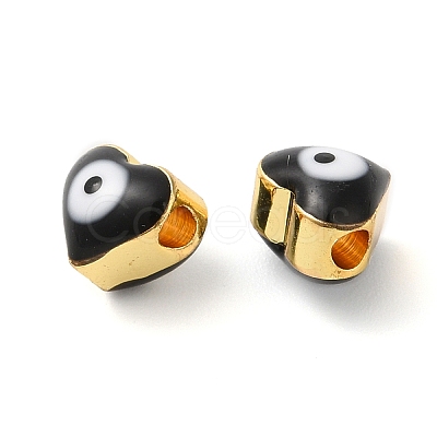 Golden Tone Brass Enamel Beads KK-E048-04G-02-1