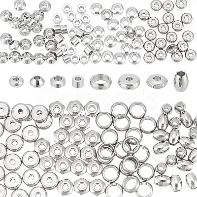 ARRICRAFT 160Pcs 8 Styles 304 Stainless Steel Spacer Beads STAS-AR0001-75-1