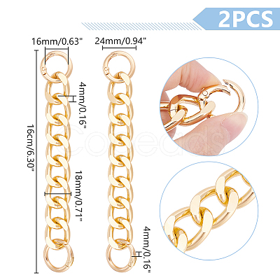 Unicraftale 2Pcs Aluminum Curb Chain Purse Strap Extender FIND-UN0003-04B-LG-1