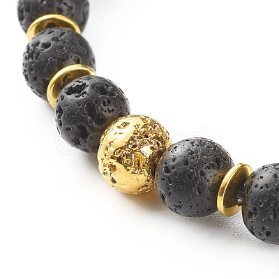 Electroplated Natural Lava Rock & Synthetic Howlite Beads Stretch Bracelets Set for Girl Women X1-BJEW-JB06924-1