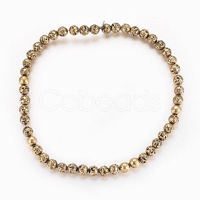 Electroplated Natural Lava Rock Beads Strands G-P400-05-1