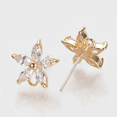 Brass Cubic Zirconia Ear Stud Findings KK-S336-29G-1