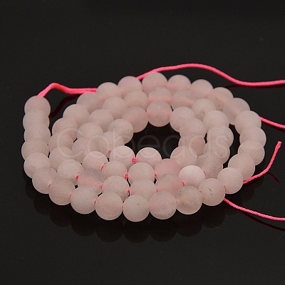 Frosted Natural Rose Quartz Round Beads Strands G-N0120-43-6mm-1