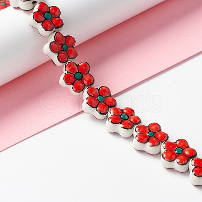 Handmade Porcelain Flower Beads Strands PORC-F003-01E-1