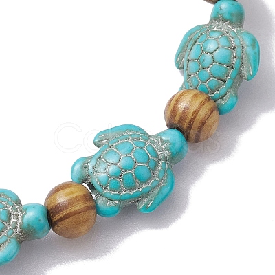 Beach Turtle Dye Synthetic Turquoise Beaded Stretch Barcelets BJEW-JB10291-01-1