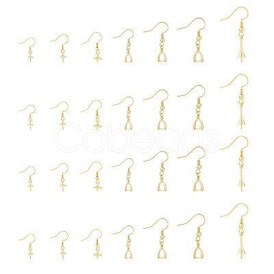 SUPERFINDINGS 28Pcs 7 Style Rack Plating Brass Earring Hooks KK-FH0005-79-1