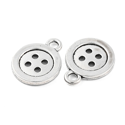 4-Hole Button Tibetan Style Zinc Alloy Charms X-TIBEP-R334-167AS-RS-1