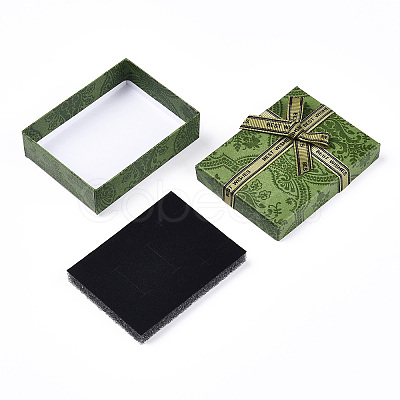 Flower Printed Cardboard Jewelry Boxes X-CBOX-T006-05C-1