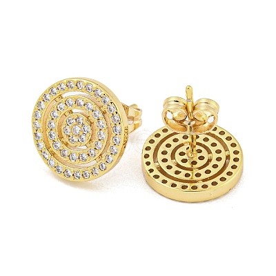 Brass Micro Pave Cubic Zirconia Ear Studs EJEW-P261-35G-1