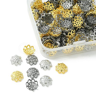 300Pcs 3 Colors Iron Fancy Bead Caps IFIN-YW0001-95-1