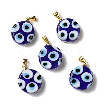 Handmade Evil Eye Lampwork Pendants LAMP-F030-01G-1