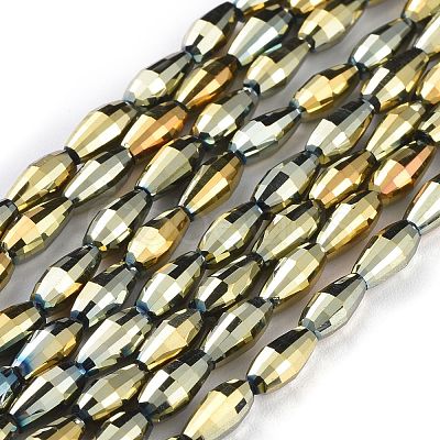 Electroplated Glass Beads Strands EGLA-H100-FP02-1