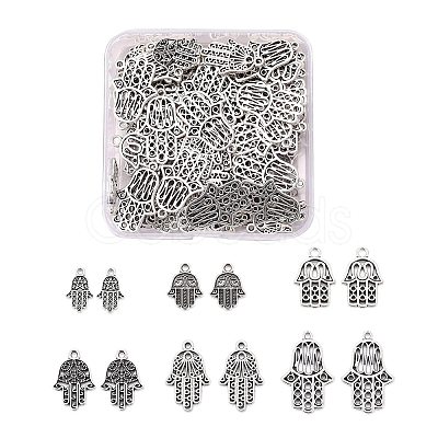 120Pcs 6 Style Tibetan Style Alloy Pendants TIBE-LS0001-01AS-1