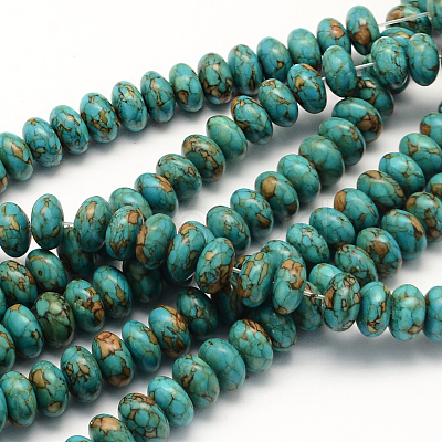 Dyed Synthetic Turquoise Rondelle Bead Strands TURQ-Q100-02B-01-1