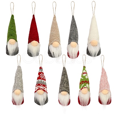 2 Sets 2 Style Cloth Christmas Doll Pendant Decorations HJEW-SZ0001-09-1