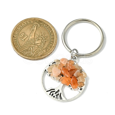 Tibetan Style Alloy & Natural Mixed Gemstone Chips Pendant Keychain KEYC-JKC00646-01-1