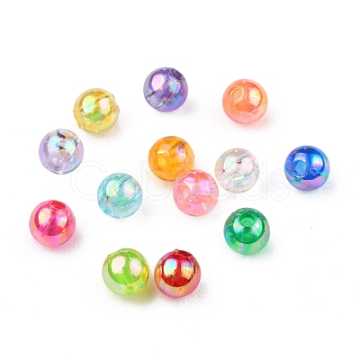 AB Color Round Transparent Acrylic Spacer Beads Mix X-PL732M-1