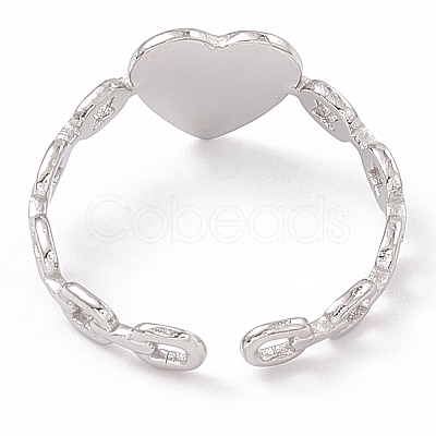 Non-Tarnish 304 Stainless Steel Heart Open Cuff Rings for Women RJEW-G275-09P-1