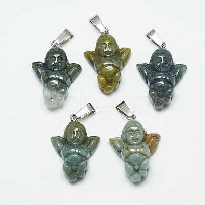 Natural Indian Agate Pendants G-T122-11D-1