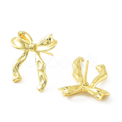 Bowknot Rack Plating Brass Studs Earrings for Women KK-Z038-11G-1