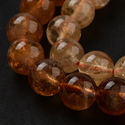 Round Natural Citrine Beads Strands G-K068-12A-8mm-1