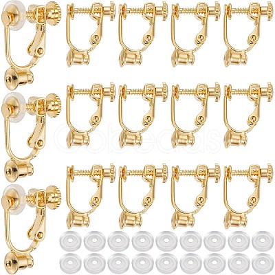 SOFPLATE 24Pcs Brass Screw On Clip-on Earring Findings KK-SP0001-20G-1