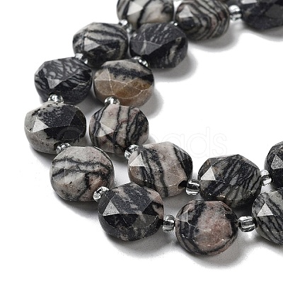 Natural Black Silk Stone/Netstone Beads Strands G-NH0004-037-1