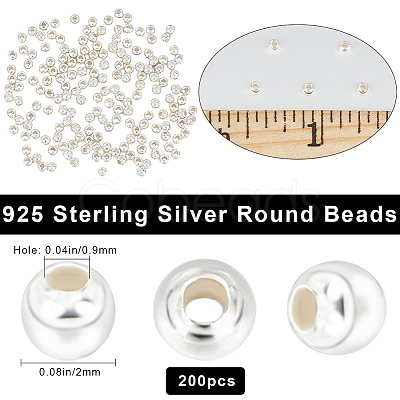 Beebeecraft 200Pcs 925 Sterling Silver Beads STER-BBC0006-27-1