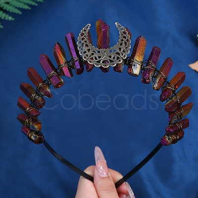 Electroplated Natural Quartz Crystal Hair Bands PW-WGE5B7A-01-1