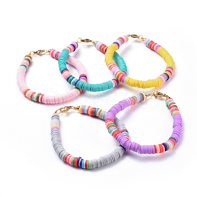 Handmade Polymer Clay Heishi Beads Bracelets BJEW-JB04480-1