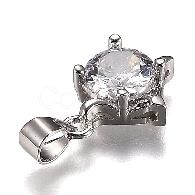 Brass Micro Pave Clear Cubic Zirconia Pendants ZIRC-Z013-06P-1