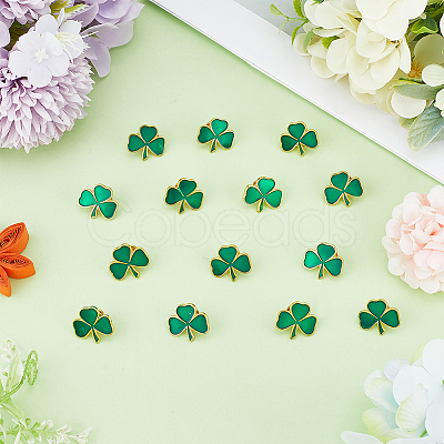 SUNNYCLUE 20Pcs Shamrock Alloy Enamel Pin JEWB-SC0001-37-1